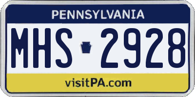 PA license plate MHS2928