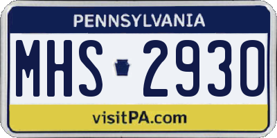 PA license plate MHS2930