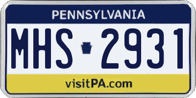 PA license plate MHS2931