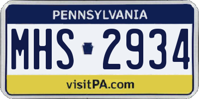 PA license plate MHS2934
