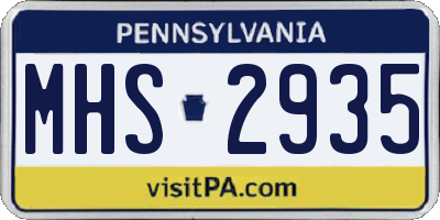 PA license plate MHS2935