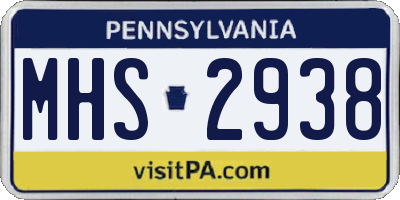 PA license plate MHS2938