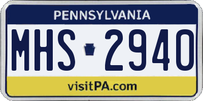 PA license plate MHS2940