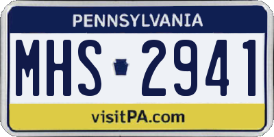 PA license plate MHS2941
