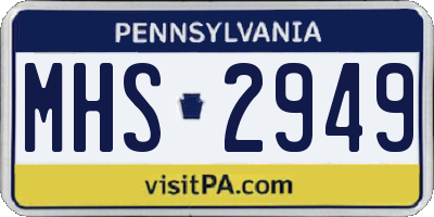 PA license plate MHS2949