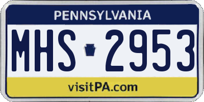 PA license plate MHS2953