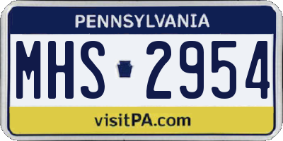 PA license plate MHS2954