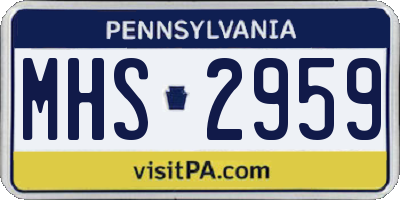 PA license plate MHS2959