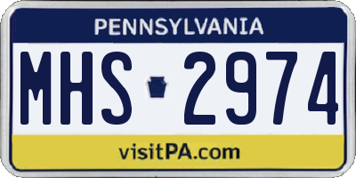 PA license plate MHS2974