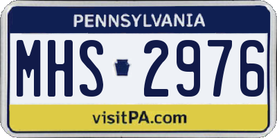 PA license plate MHS2976