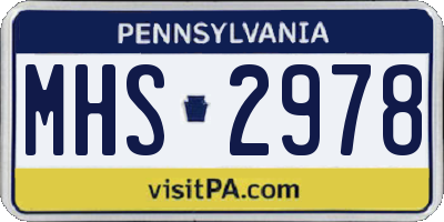 PA license plate MHS2978