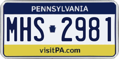 PA license plate MHS2981