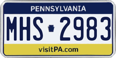 PA license plate MHS2983