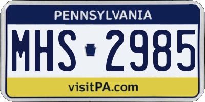 PA license plate MHS2985