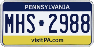 PA license plate MHS2988
