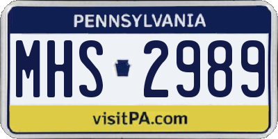 PA license plate MHS2989