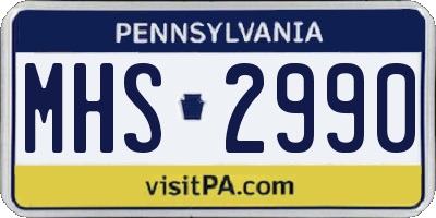 PA license plate MHS2990