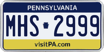 PA license plate MHS2999