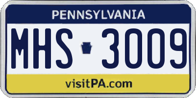 PA license plate MHS3009