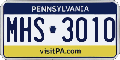 PA license plate MHS3010