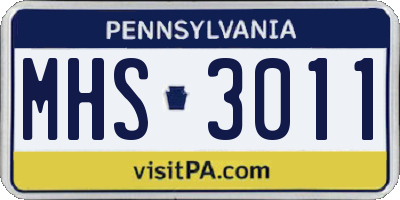 PA license plate MHS3011