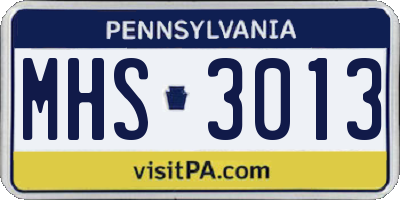 PA license plate MHS3013