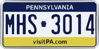 PA license plate MHS3014