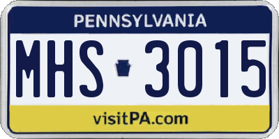 PA license plate MHS3015