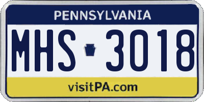 PA license plate MHS3018