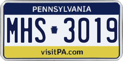 PA license plate MHS3019