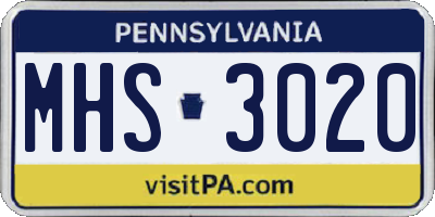 PA license plate MHS3020