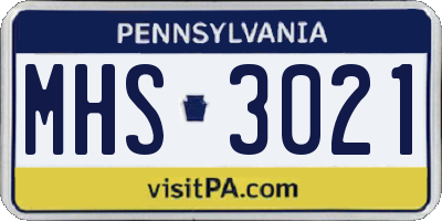 PA license plate MHS3021