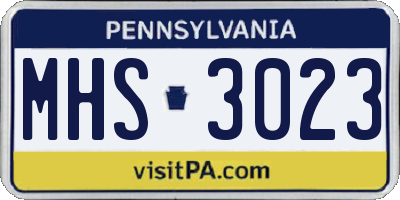 PA license plate MHS3023