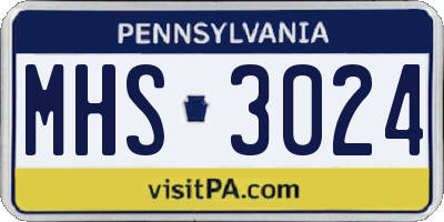 PA license plate MHS3024