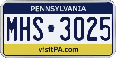 PA license plate MHS3025