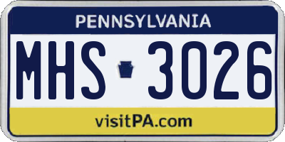 PA license plate MHS3026