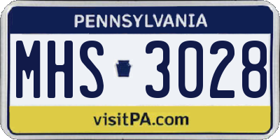 PA license plate MHS3028
