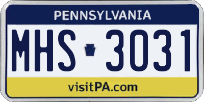 PA license plate MHS3031