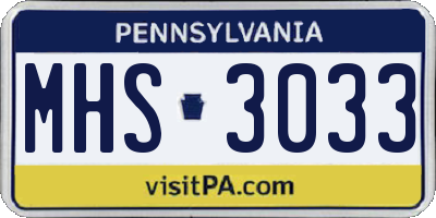 PA license plate MHS3033