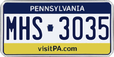 PA license plate MHS3035