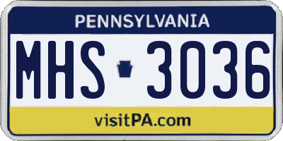 PA license plate MHS3036