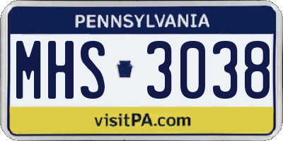 PA license plate MHS3038