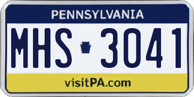 PA license plate MHS3041