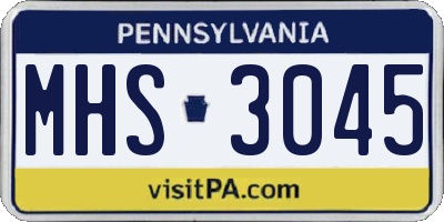 PA license plate MHS3045