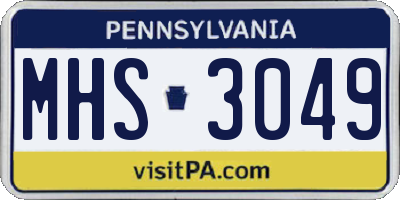 PA license plate MHS3049