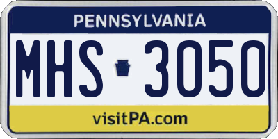 PA license plate MHS3050