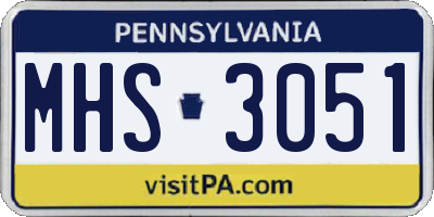PA license plate MHS3051