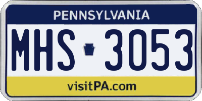 PA license plate MHS3053