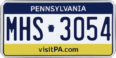 PA license plate MHS3054