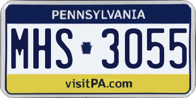 PA license plate MHS3055